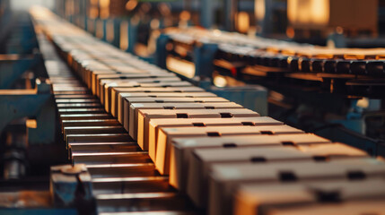 Cardboard Boxes on Conveyor Rollers