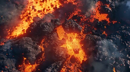 An animated GIF of hot lava bubbling and churning surrounded by steam and ash creating a hypnotic display of textures and movement..