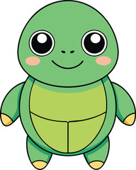 Minimalist Cute Kawaii Turtle Vector, Adorable Illustration