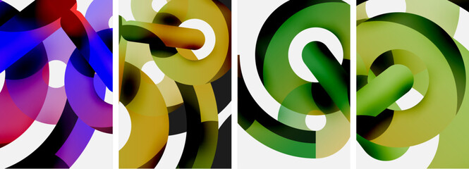a collage of four different colored swirls on a white background High quality