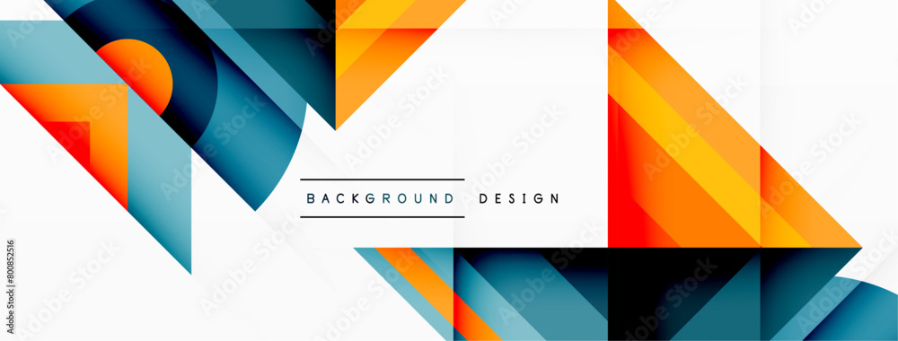 Poster a vibrant geometric pattern featuring rectangles, triangles, and circles in electric blue hues. the 