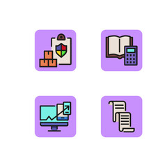 Cargo company line icon set. Budget, invoices for payment, work on computer and smartphone, shipping documents. Transportation concept. Vector illustration for web design