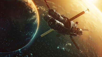 A sleek and powerful spaceship is on a mission to explore the far reaches of the universe