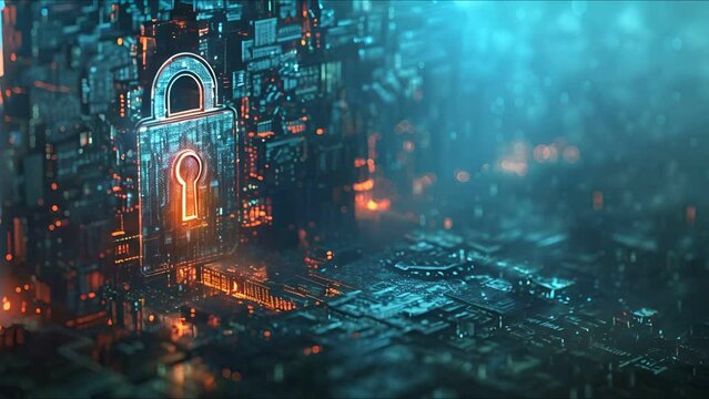 Digital lock technology background, concept of online security