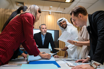 Group of multi-Ethnic businessman and businesswoman working in office. 