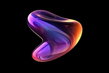 A holographic blob shape manifests as a dynamic, three-dimensional form with iridescent colors, creating an ethereal and futuristic visual experience.