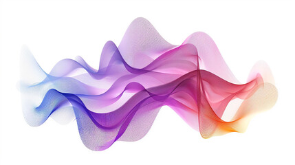 Showcase the fusion of art and technology in digital art forms and interactive installations using lively gradient lines in a single wave style isolated on solid white background