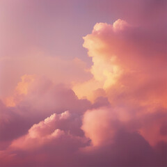 summer background, sky cloudy, with muted colors, pink and orange