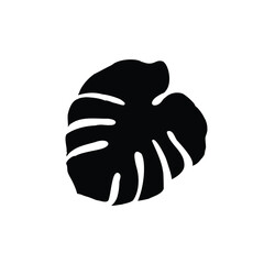 Silhouette of monstera leaf simple black and white.q