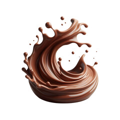 Brown chocolate liquid paint milk splash swirl wave, transparent background