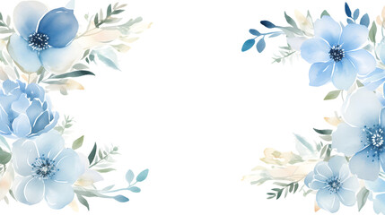 Digital vintage watercolor blue flowers abstract graphic poster web page PPT background