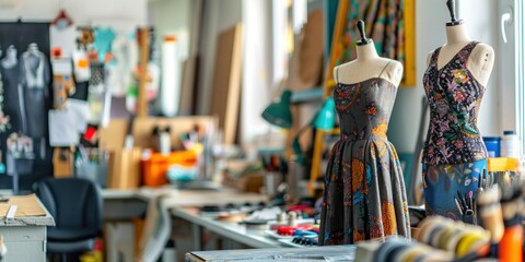 Women's fashion design studio or workshop for fashion houses and small businesses.