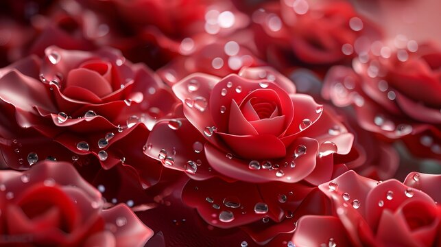 A mecha-style 3D image featuring beautiful red roses
