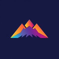 vibrant logo, mountain, bright colors