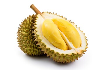 Obraz premium Durian isolated on white background close-up.