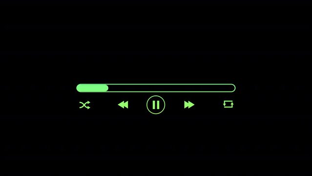 Music player template, Music player scroll bar button audio rector Animated, video track player, music timeline bar moving with track.