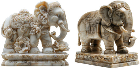 Indian decorated elephants in marble