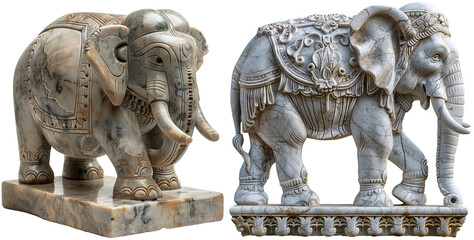 Indian decorated elephants in marble