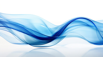 Sapphire blue waves dancing gracefully, reflecting depth and modernity, isolated on solid white background.