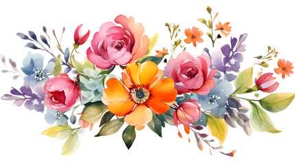 Digital vintage watercolor floral bouquet abstract graphic poster web page PPT background