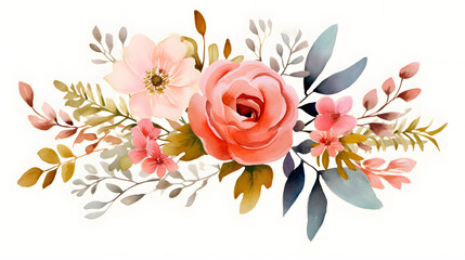 Digital vintage watercolor floral bouquet abstract graphic poster web page PPT background