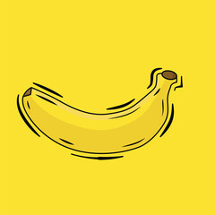 Banana vector icon edible fruit on yellow background