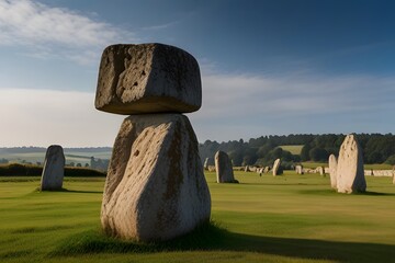 Beauty of stonehenge in England, similar to UK, stone cross on the hill, city of UK, landscapes of...