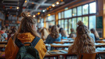 Background of students studying in class