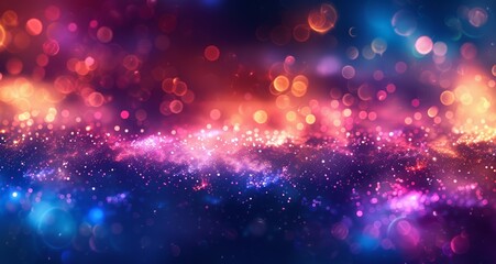 Dreamy Bokeh Background with Multicolored Waves: Vibrant Abstract Scene with Purple, Pink, and Blue Light Effects