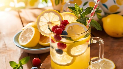 Fototapeta premium Summer lemonade of fresh fruit