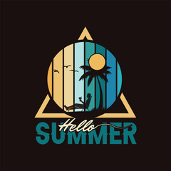 Summer t-shirt design sen set tree and beatch man  © SM