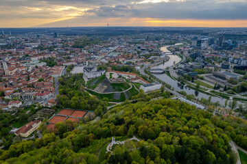 Obraz premium Aerial spring view of Vilnius old town, Lithuania