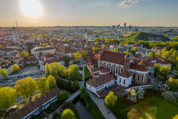 Fototapeta na wymiar Aerial spring view of Vilnius old town, Lithuania