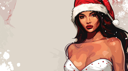 Sexy young woman in Santa costume on light background