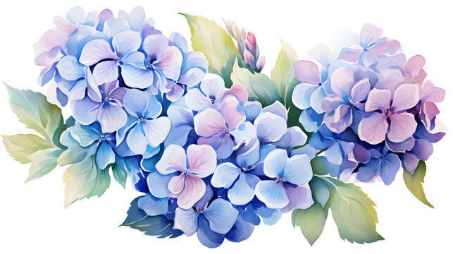 watercolor hydrangea flowers blue purple floral clip art preview