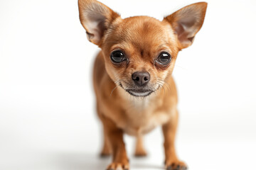 Chihuahua Walking Around on an isolated white background, small sparkling eyes