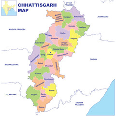 Obraz premium Chhattisgarh map vector illustration on white background 