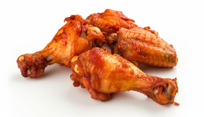 Fried chicken drumstick on white background perfect for a summer picnic