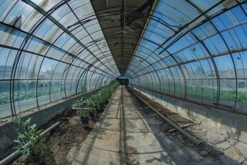 Greenhouse view for growing celery
