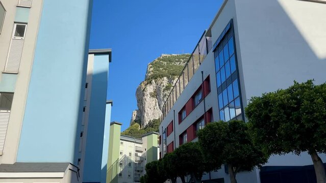 The Mountain of Gibraltar (Jebel Tarak), Overseas Territory of the United Kingdom as viewed from the city