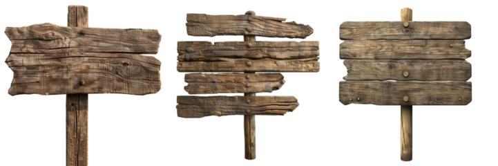 Set of wooden  signs.empty signpost isolated.