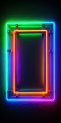 neon sign of colorful square frame