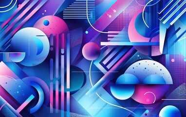 This colorful image showcases a variety of geometric shapes, lines, and forms creating a visually stunning abstract composition