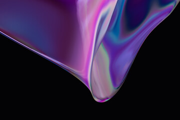 Iridescent organic form on black background
