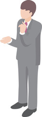 ビジネス　アイソメトリック　人物　男性　スーツ　コミュニケーション　職業　仕事　イラスト素材