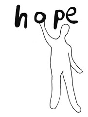 希望という文字と人のイラスト