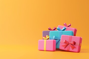 pastel 3d illustration of gift box on background
