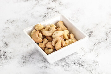 Cashew nuts heap in the bowl