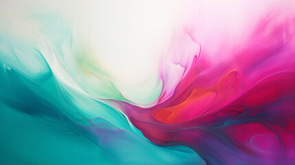 Radiant spectrum of glowing emerald and vivid magenta on a clean white canvas.