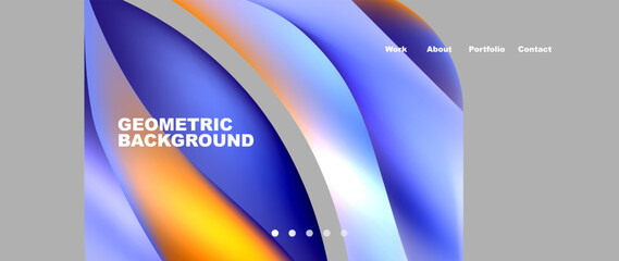 A geometric background featuring blue and orange waves on a gray background, resembling the design of a automotive tire wheel system